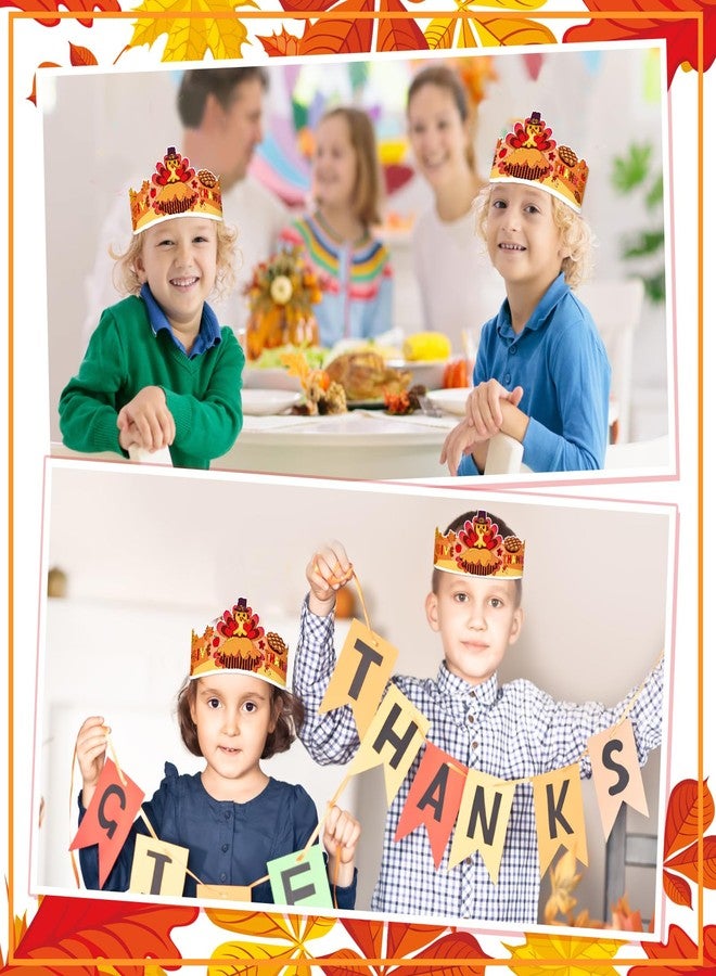 WhatSign Turkey Coloring Hat - Kids & Adults, 24 Pack Thanksgiving Headbands & Crowns for Parties & Crafts - Image 2